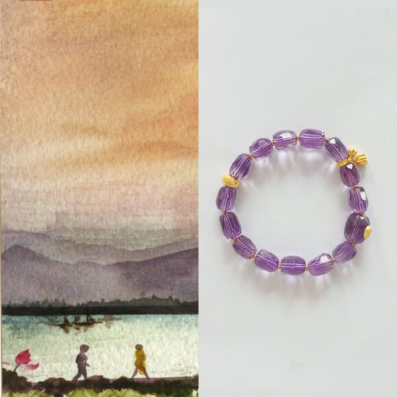 【Natural Amethyst Bracelet】Handmade Orginal Design - Picture 1 of 3